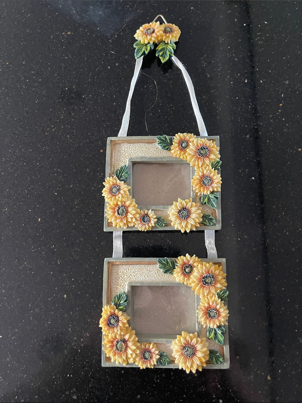 Sunflower Double Hanging Picture Frame - Yellow Floral Home Accent